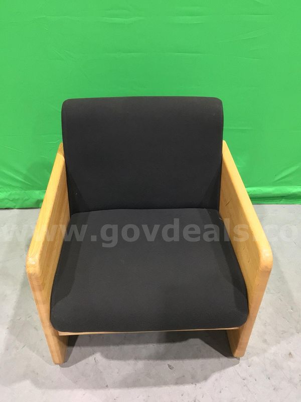 Black Fabric & Wood Seating Chair