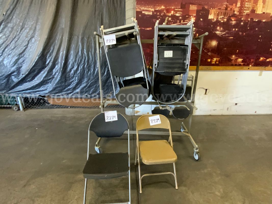 Used  Folding Chairs And Rack