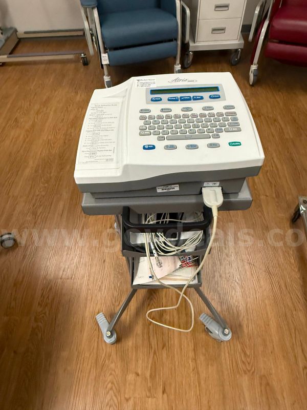 Burdick Atria 3000 ECG / EKG Machine with Rolling Cart and Leads