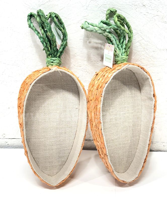 Brand New - 2 PCS - Carrot Shaped Novelty Basket Easter Spring decor - Shipping Available