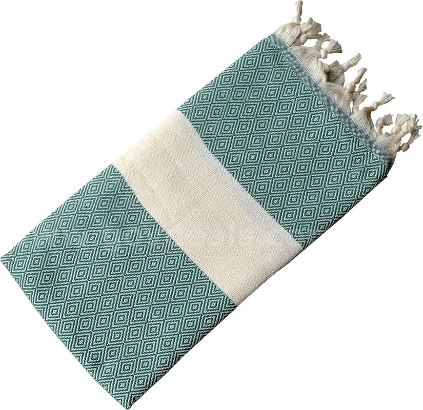 Brand New - 94×79 in. Turkish peshtemal blanket made of naturally dyed cotton with a "Dandelion" - Shipping Available