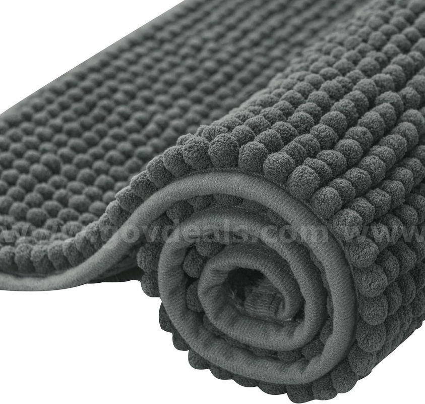Brand New - 34"x21" Plush Bathroom Rug, Absorbent  Non Slip Chenille Bath Mats, Charcoal Gray - Shipping Available
