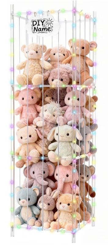 Brand New - Acrylic Stuffed Animal Storage Organizer with LED Lights, 53" - Shipping Available
