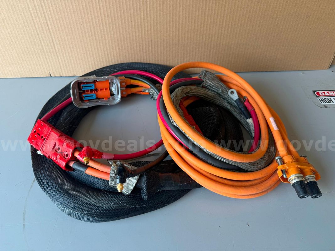 Lot of 2 OEM High Voltage EV Battery Cable Assemblies w/ Anderson Connector & 1000V DC Orange Cables