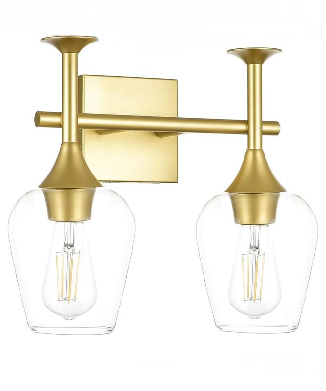 Brand New - 2 Light Bathroom Wall Sconce - Vanity Light with Clear Glass Shade - Shipping Available