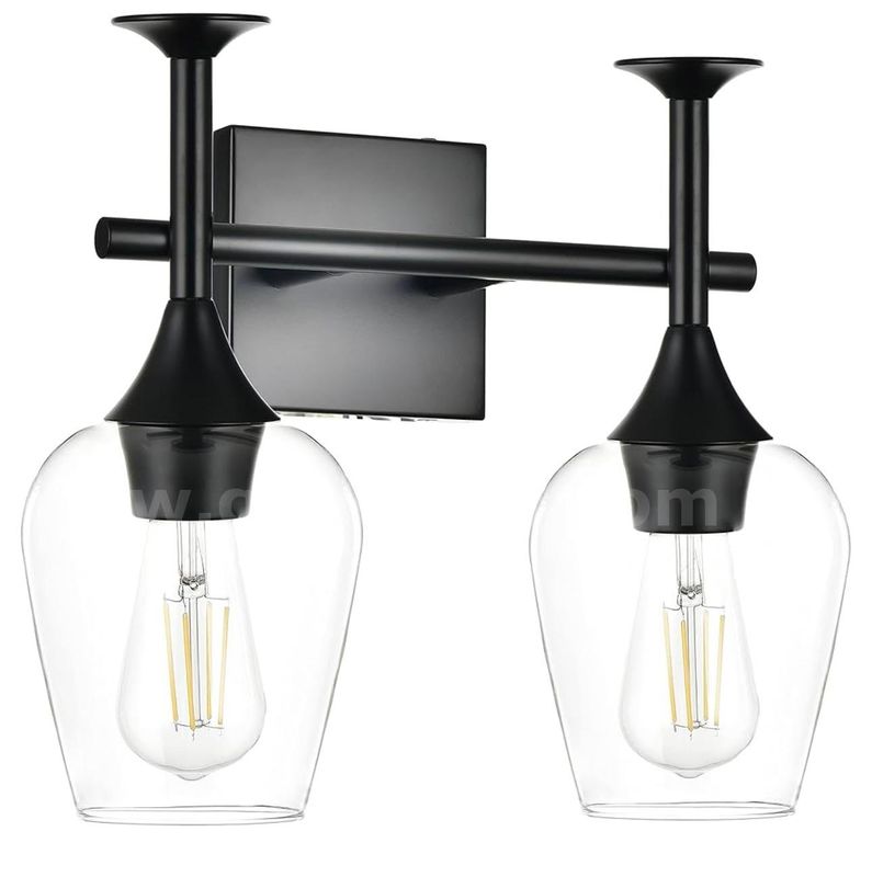 Brand New - 2 Light Bathroom Wall Sconce - Vanity Light with Clear Glass Shade - Shipping Available