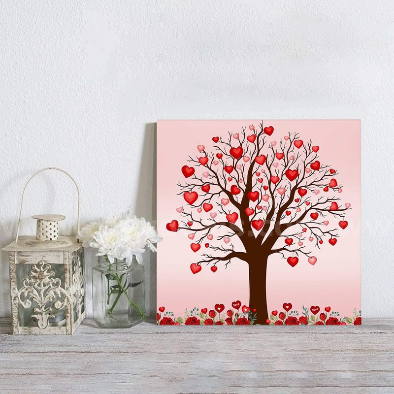 Brand New - Valentine Framed Canvas Wall Art for Living Room Love Heart Tree - Shipping Available