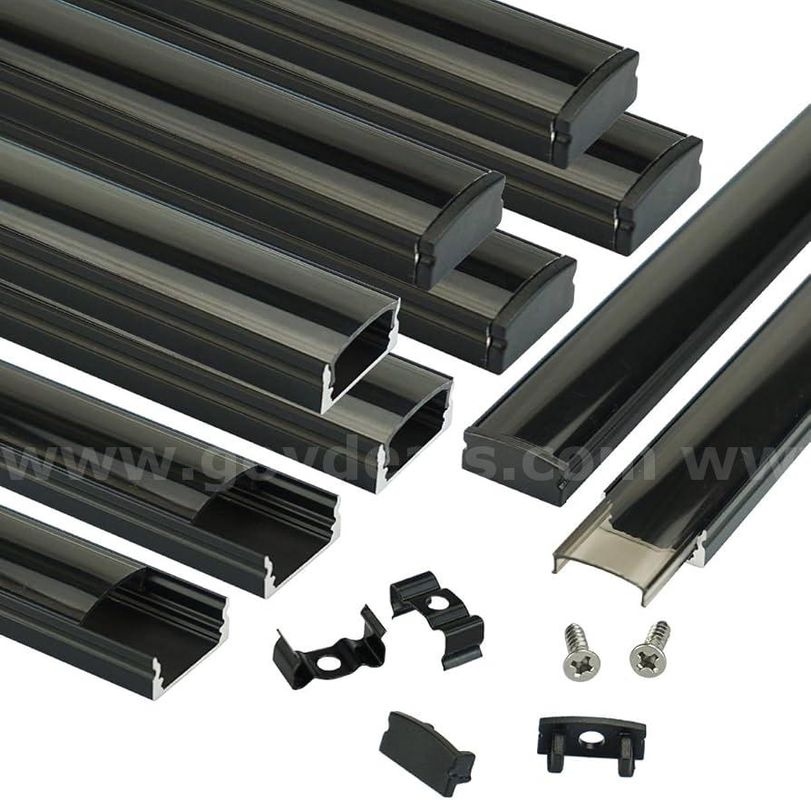 Brand New -10Pack 3.3FT/1M Black LED Channel System with Transparent Smoky Black Cover Lens