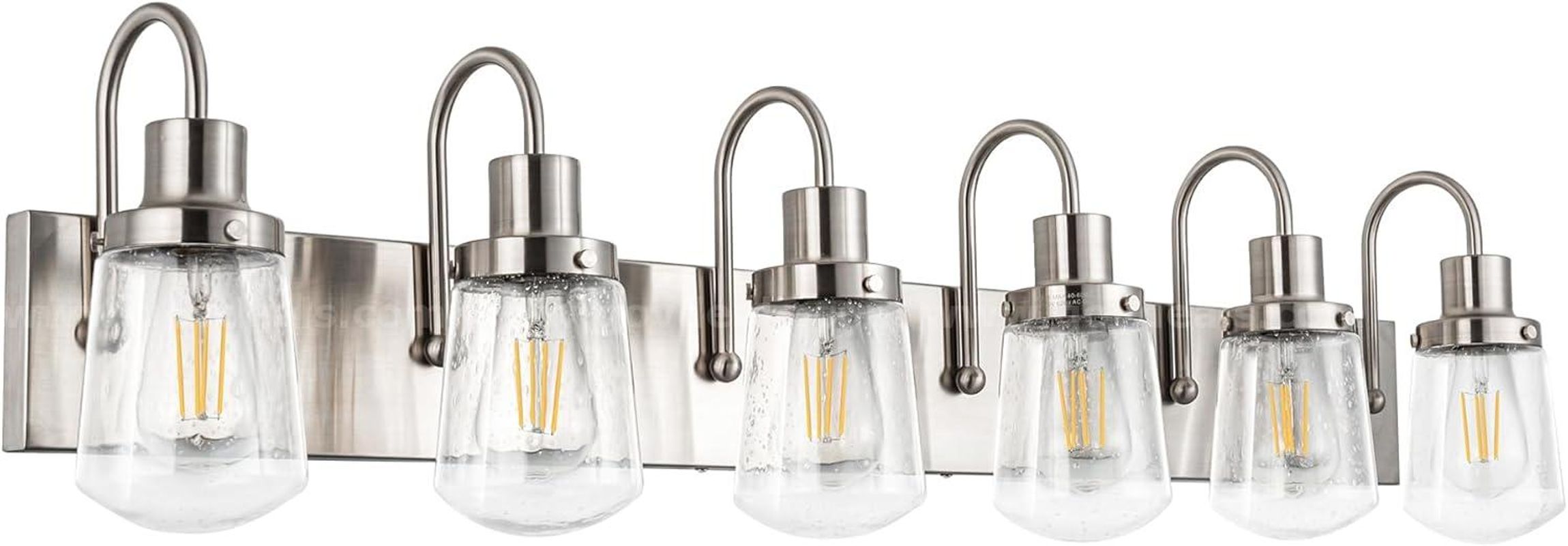 Brand New - Yaohong 6-Light Bathroom Vanity Light with Bubble Glass Shades, Satin Nickel– Shipping Available