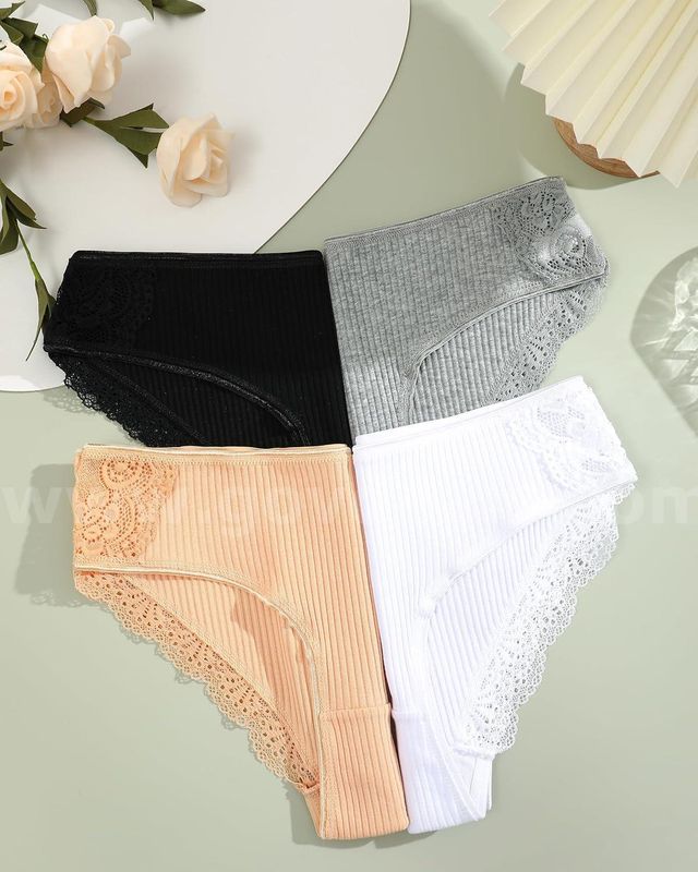 Brand New - 12Pcs Women’s Cotton Lace Bikini Panties, Soft Stretch (Size S, Style 6D)" - Shipping Available