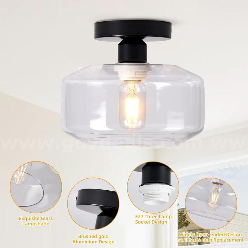 Brand New - Ceiling Light with Clear Glass Shade for Kitchen Islands (Black) - Shipping Available