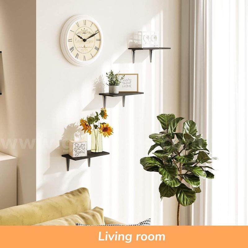 Brand New - 3 Pack Floating Shelves Rustic Wood Wall Shelf, Black - Shipping Available