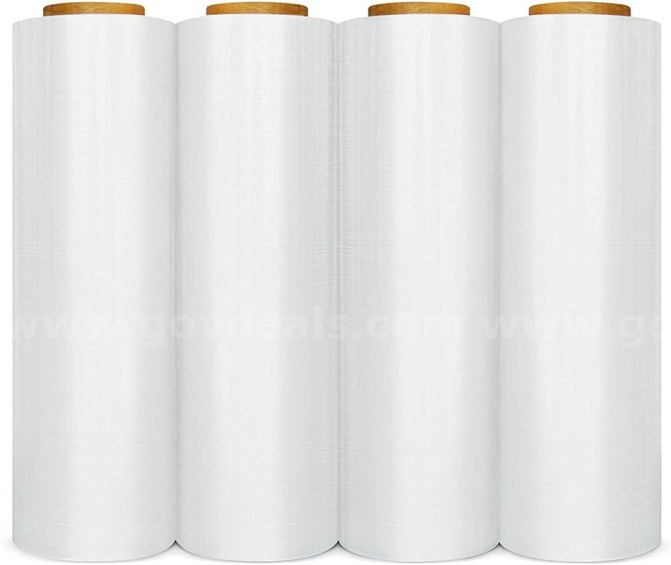 Brand New - 4 Rolls Clear Stretch Wrap, 80 gauge, 18" x 1,500' - 6000 FT - Shipping Available
