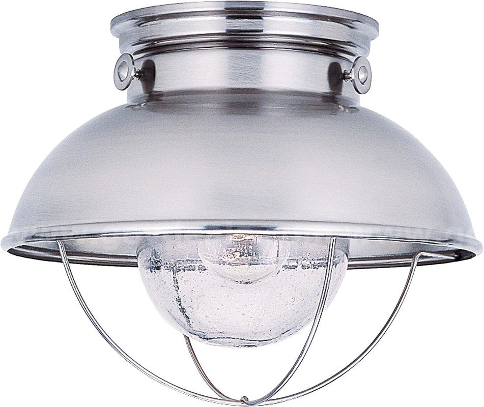 Brand New - 1-Light Outdoor Exterior Ceiling Flush Mount In Brushed Stainless - Shipping Available