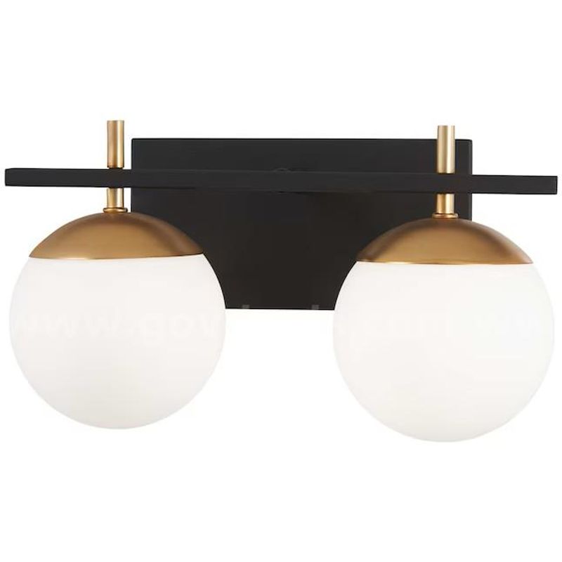 Brand New - 2-Light Weathered Black with Autumn Gold Accents Bath Light - Shipping Available