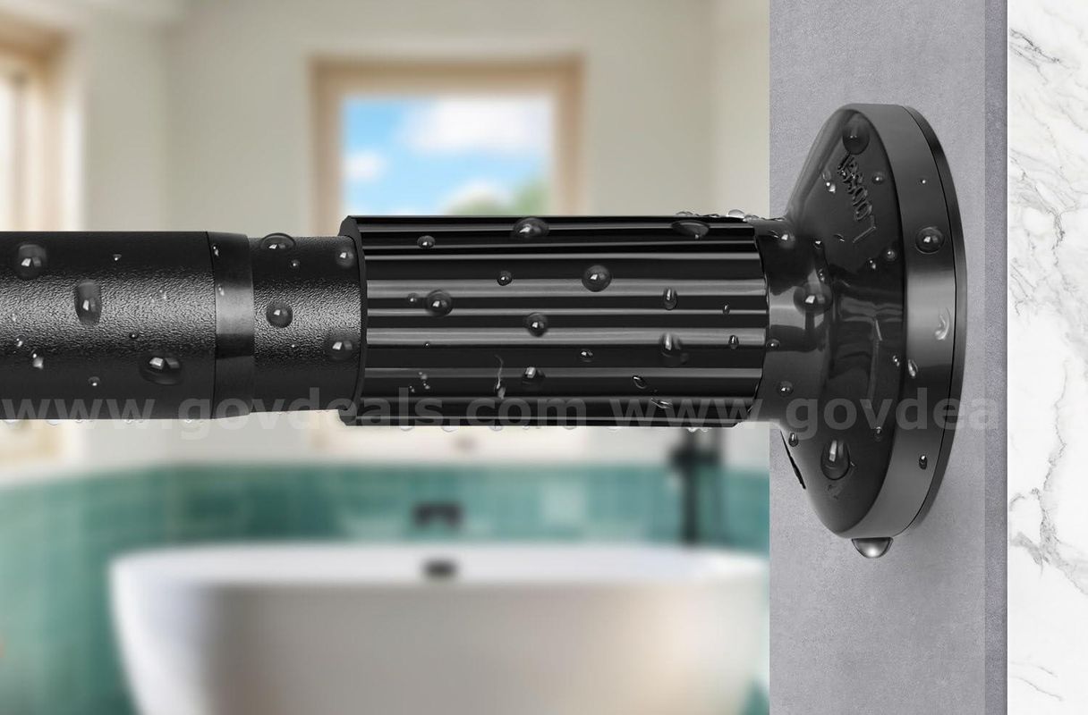 Tension Shower Curtain Rod 51-126In(4.25-10.5Ft), Black - Shipping Available