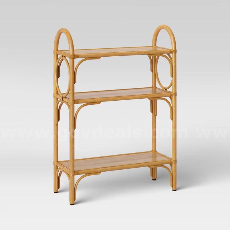 Brand New - Rattan Free Standing Shelf Lacquered Finish - Shipping Available