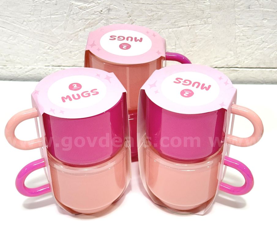 Brand New - Set of 3 - Pink Classic Glass Mugs, 12oz - Shipping Available