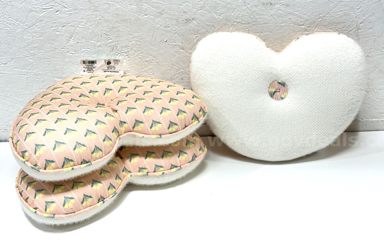Brand New - 3 PCS - Heart Shape Floral Print Reversible Throw Pillows - Shipping Available