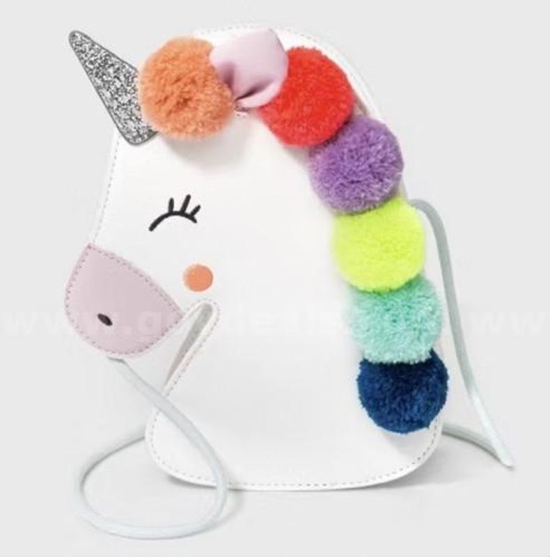Brand New - Kids' Pom Pom Unicorn Crossbody Bag, White - Shipping Available