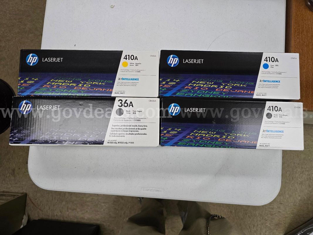 This auction is for a lot of four (4) genuine HP LaserJet toner cartridges. (Age unknown)
