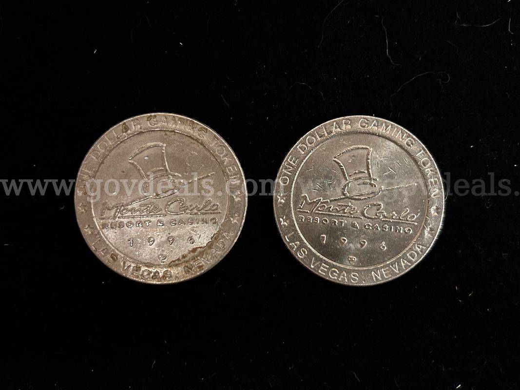 Two Gaming Tokens From Vegas Monte Carlo Resort & Currency & Coins