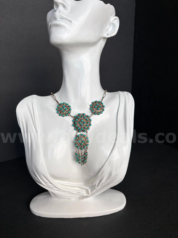 TiDDRs: Authentic Zuni Turquoise Necklace in 925 Sterling Silver - Authenticated by Jeweler