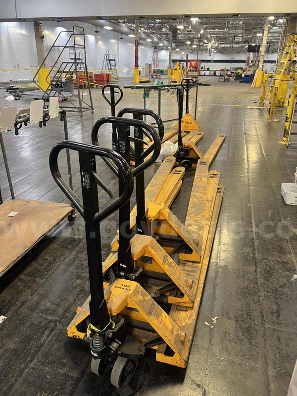 6 Long Fork Pallet Jacks Sold as 1 Lot