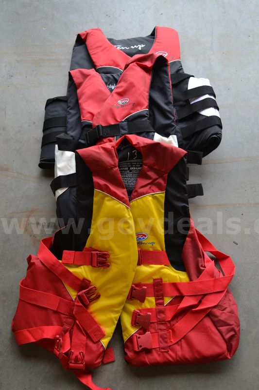 Set Of Three (3) Life Jackets To Include 1-4xl, 1-3xl, And 1-2xl