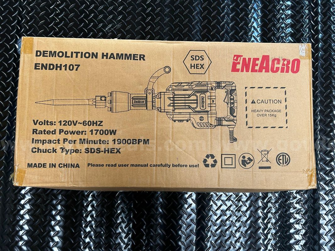 FREE SHIPPING - NEW Demolition Jack Hammer – 14.5 Amp SDS-Hex Concrete Breaker (65 Joules) with 2 Chisels & Wheeled Case