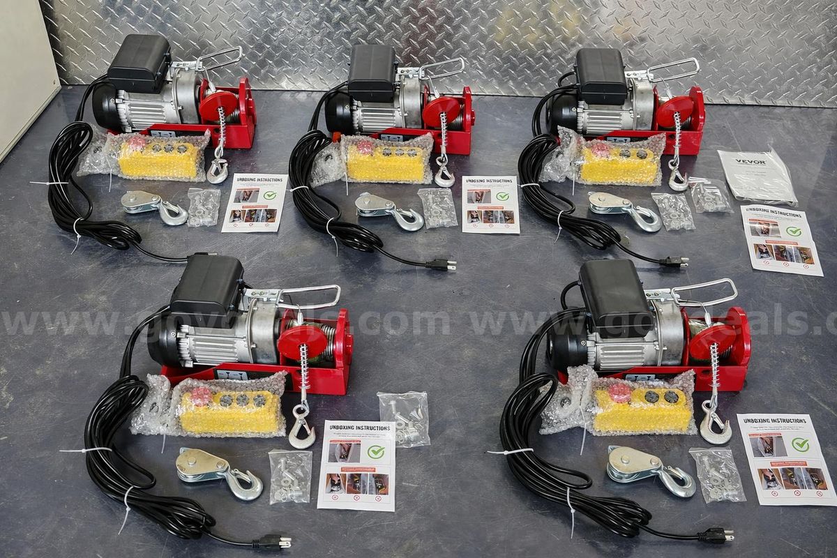 FREE SHIPPING: LOT OF 5 Electric Hoist w Remote Control, 440 lbs Material Handling Tool, 110V Electric Hoist wench