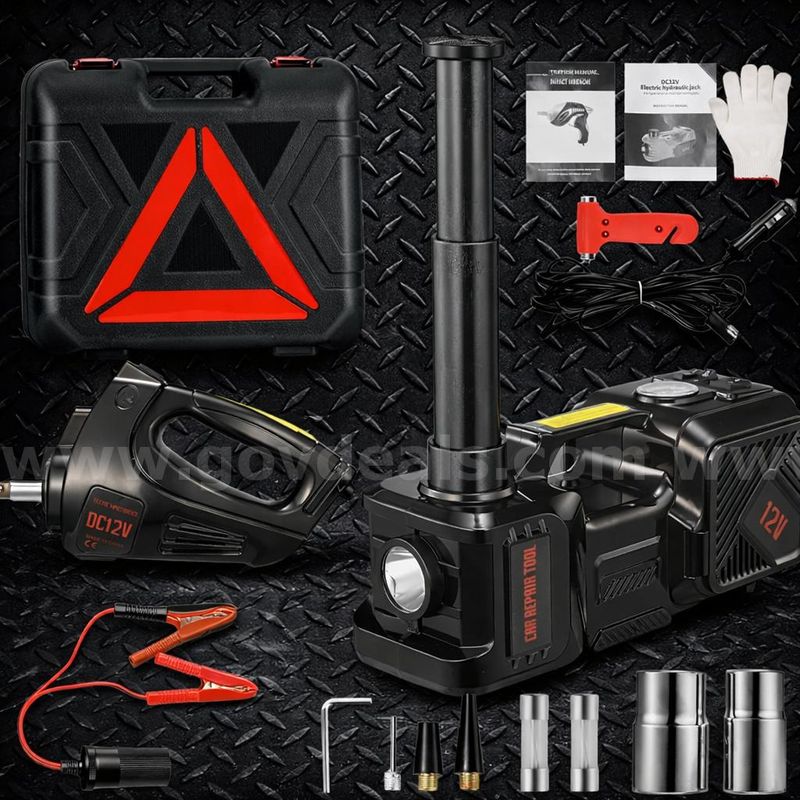 SHIPS FOR FREE NEW 5 Ton 12V Electric Hydraulic Car Jack Kit w/ Inflator & Wrench