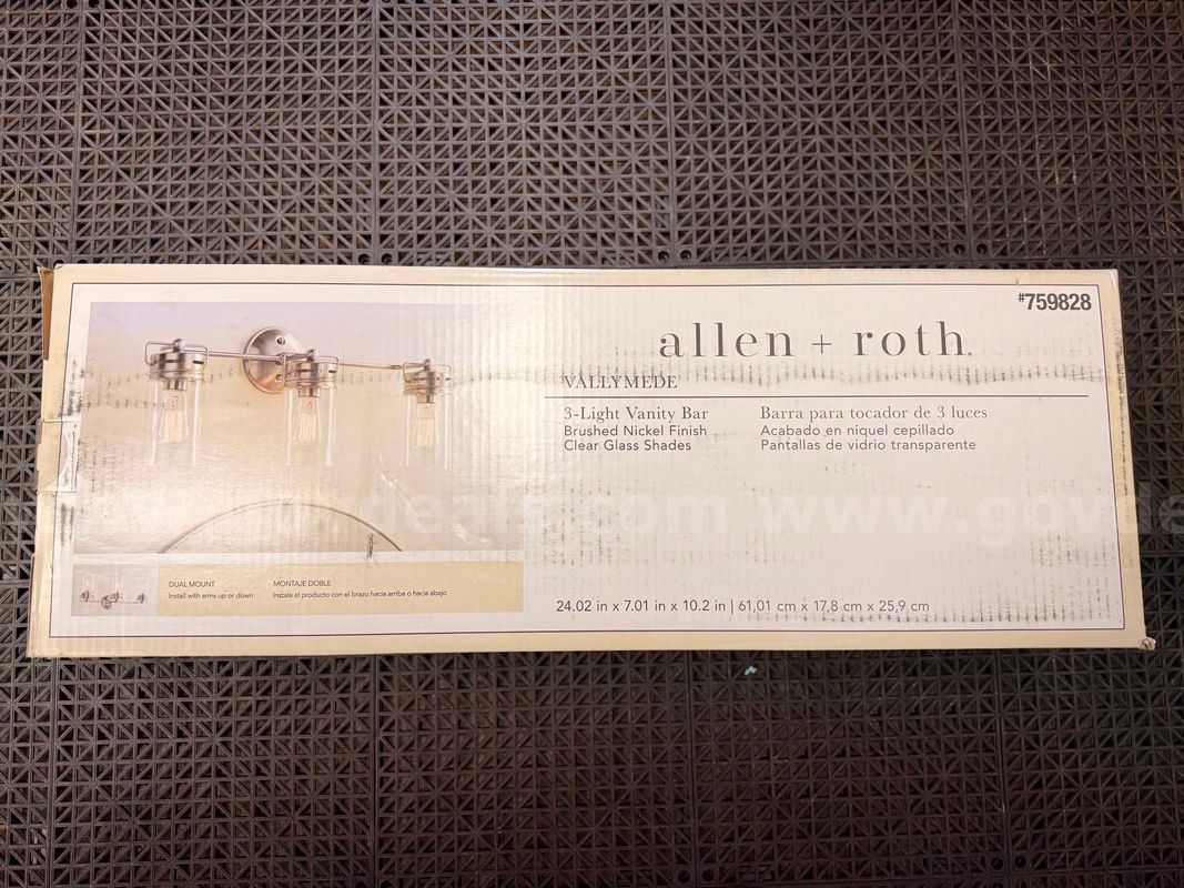 FREE SHIPPING - Allen + Roth Vallymede 3-Light Vanity Bar Brushed Nickel NEW