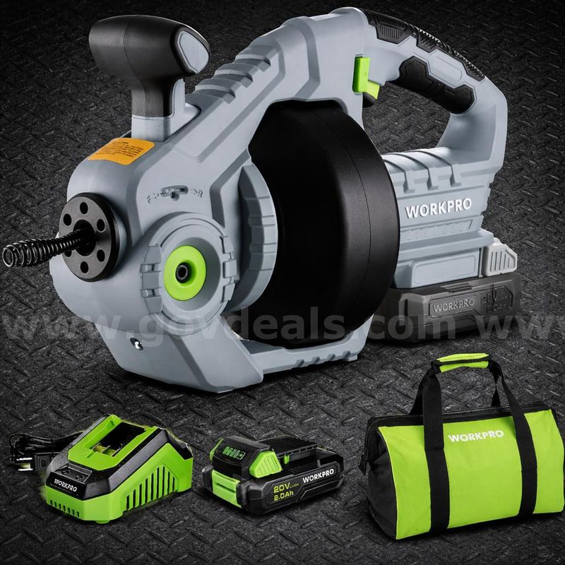 Free SHipping - New 20V Electric Drain Auger 25FT Plumbing Snake with Battery and Charger