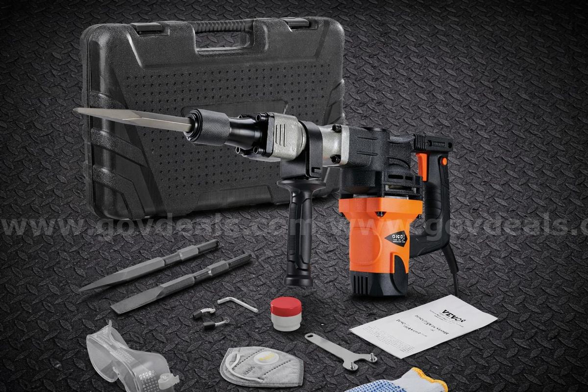 FREE SHIPPING -1400W Electric Demolition Jack Hammer Concrete Breaker with 2 Chisels