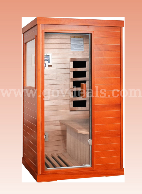 Factory Sealed – FREE Shipping - Infrared 1-Person Home Sauna, 800W, Okoume Wood, LED, Speakers, Glass Door