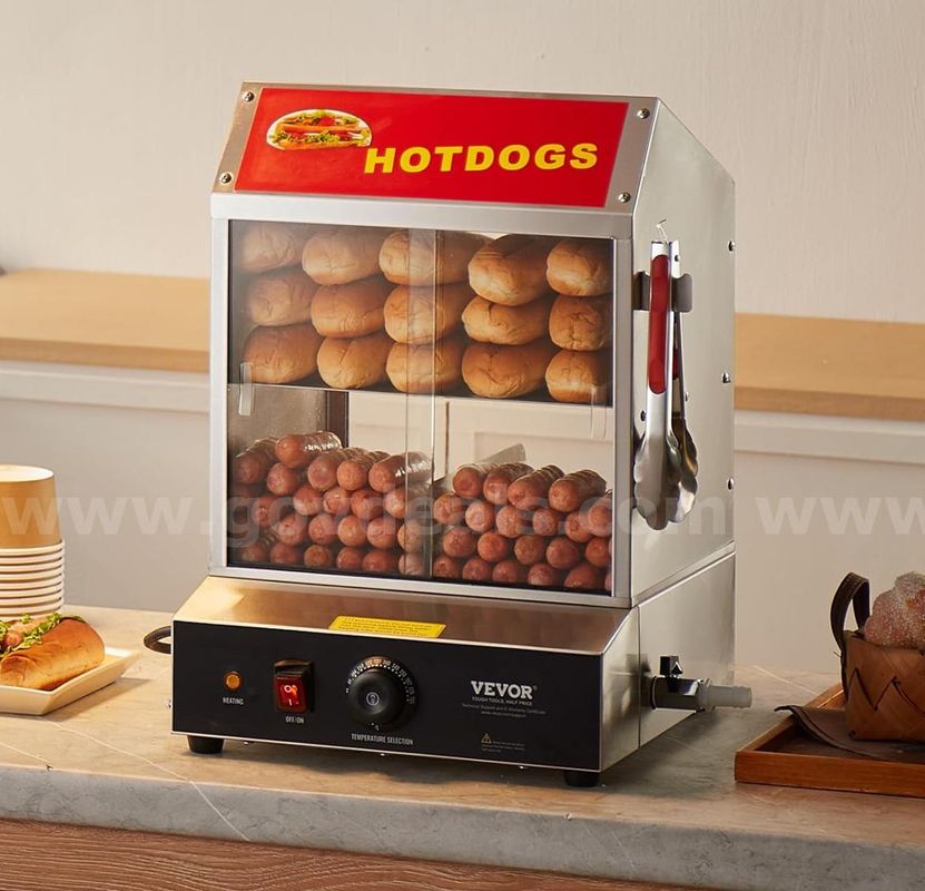 Ships Free in USA - Brand New Hot Dog Steamer 28.5QT – 2-Tier Stainless Steel Hot Dog & Bun Warmer