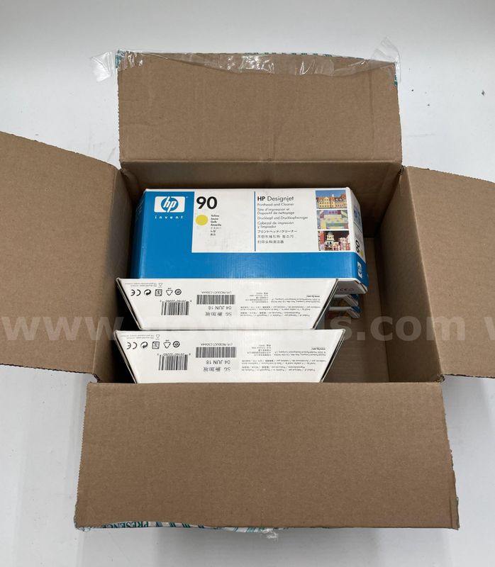 Box of [5] HP 90 Ink Cartridges and Printheads