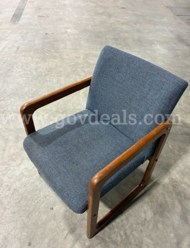 Lot of (4) Blue Padded Chairs with Arms