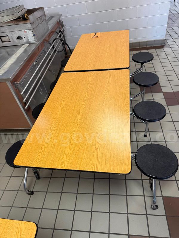 Lot of 5 Mobile Cafeteria Tables