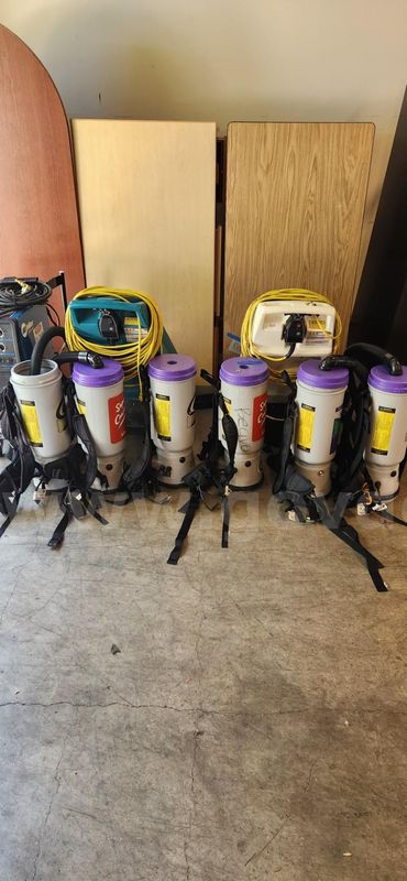 Set of 6 non-working Commercial Backpack Vacuums