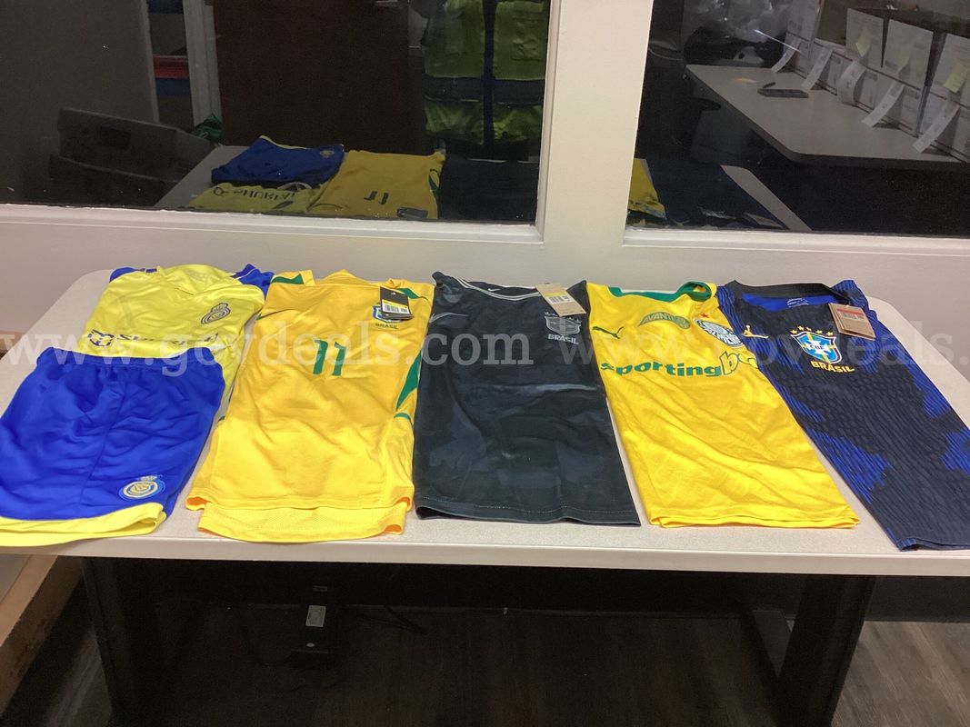 Lot of 4 Soccer Jerseys and 1 Short Set