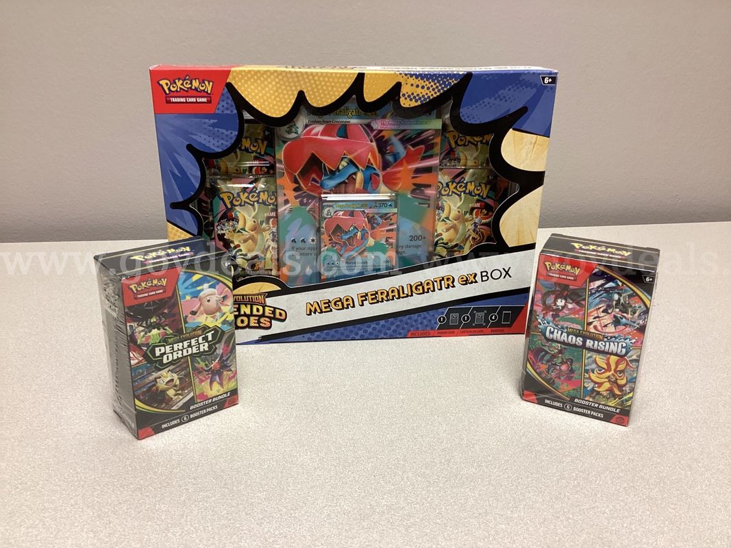 Pokémon Mega Evolution Ascended Heroes Mega Feraligatr ex Box, Perfect Order Bundle,Chaos Rising Bundle