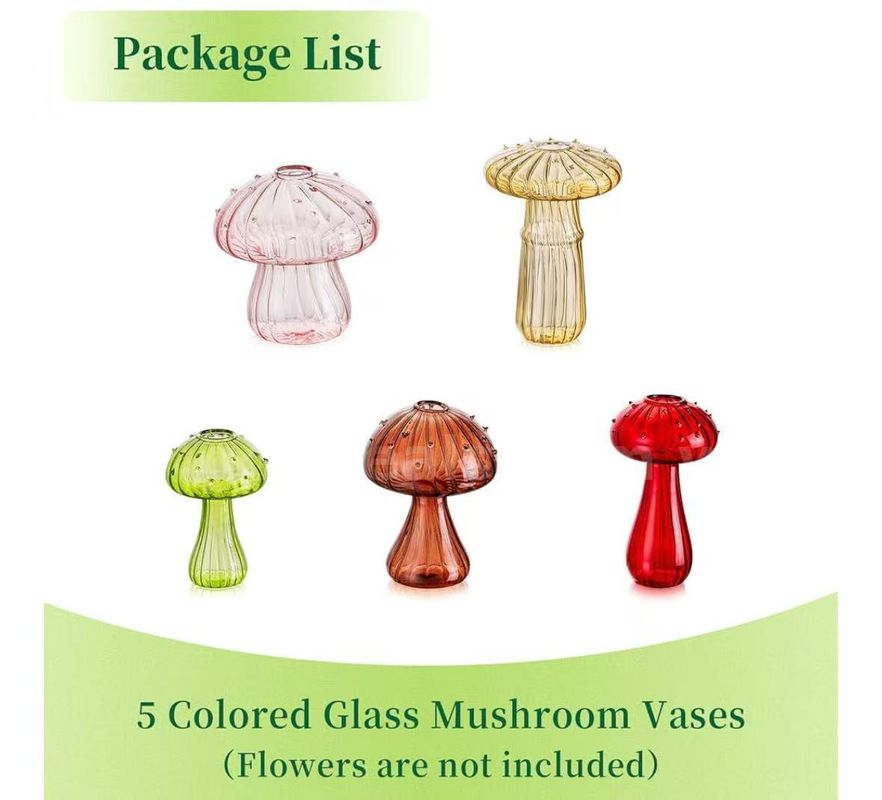 Shipping available Lot of 20 BRAND NEW Glasseam Mushroom Glass Planter, Set of 5 Colored Plant Propagation(B1-001)