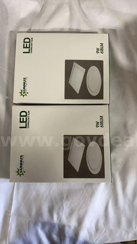 SHIPPING AVAILABLE Lot of 2 SUNNUS 9W Ultra Slim LED Downlight, 618LM Recessed Ceiling Light, 140mm Cutout, 120°(Pa-05)