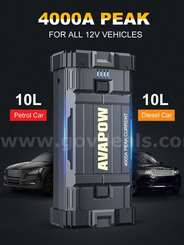 SHIPPING AVAILABLE AVAPOW A58 Jump Starter 4000A Peak 12V Car Battery Booster Pack, 18W Fast Charge Portable (A-8)
