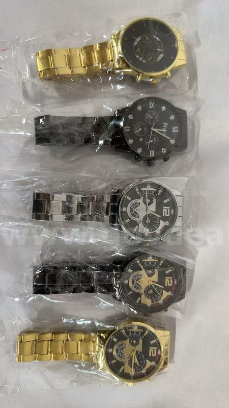 SHIPPING AVAILABLE 5pcs Assorted Men's Stainless Steel Chronograph Quartz Watches New Sealed, Business & Racing(W1-07)