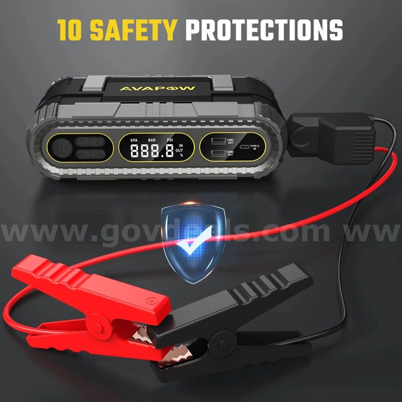 SHIPPING AVAILABLE AVAPOW Car Jump Starter with Air Compressor, 2000A Peak 150PSI Tire Inflator 59.2Wh Portable(8888u)