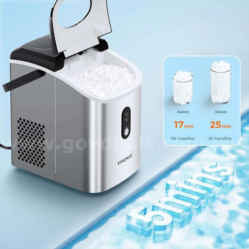 SHIPPING AVAILABLE VIVIDMOO Countertop Nugget Ice Maker, Portable Self-Cleaning Pebble Ice Machine, 33Lbs/24H (C-01)