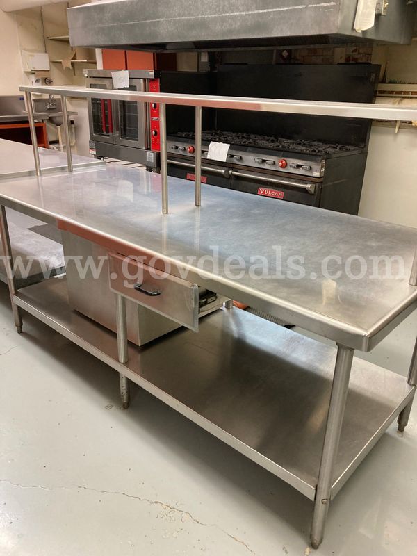 84" x 36" x 33.5" (with shelf 52" tall) Stainless Steel Prep Table